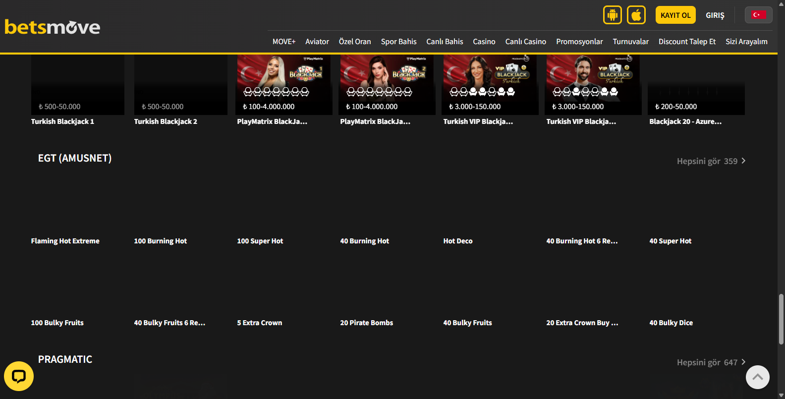 Betsmove Canlı Casino